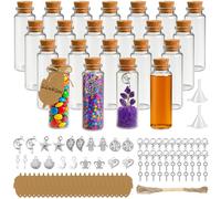 Ferenando 22 Pcs Botella de Vidrio Mini, 40ml Botes Cristal Pequeños con Etiquetas Colgantes y Pendientes, Botellas con Tapa de Corcho para Invitados Bodas, Decoración, Fiesta, Especias