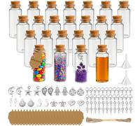 Ferenando 24 Pcs Botella de Vidrio Mini, 30ml Botes Cristal Pequeños con Etiquetas Colgantes y Pendientes, Botellas con Tapa de Corcho para Invitados Bodas, Decoración, Fiesta, Especias (30ml)