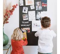 FERFLEX - Kit de papel pintado magnético clásico - Versión adhesiva permanente - Pizarra limpiable - Decoración mural - 8 imanes plateados incluidos - 1mx60cm
