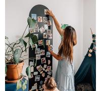 FERFLEX - Kit de papel pintado magnético redondeado - Versión adhesiva reposicionable - Pizarra borrable - Decoración mural - 8 imanes plateados incluidos - 2mx58cm