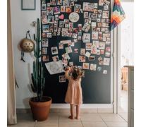 FERFLEX - Kit de papel pintado magnético- Version Adhésif Repositionnable Noir- Pizarra borrable - Decoración mural - 8 imanes plateados incluidos - 2,60mx60cm