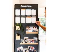 FERFLEX - Kit de papel pintado magnético- Version Adhésif Repositionnable Noir- Pizarra borrable - Decoración mural - 8 imanes plateados incluidos -1mx60cm