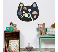 FERFLEX - Pizarra magnética infantil con forma de cabeza de gato - decoración de pared con banda magnética reposicionable - se vende con un juego de formas geométricas - 50x56cm