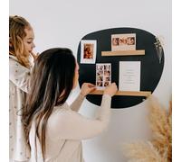 FERFLEX - Pizarra magnética - Ovoide - Decoración de pared con tira adhesiva magnética reposicionable - Se vende con 8 imanes plateados y 1 rollo de adhesivo magnético - 65x64cm.