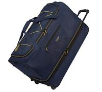 FERGÉ Bolsa de viaje XL grande con ruedas ampliable y compartimento para zapatos, con correas tensoras, equipaje suave, bolsa de viaje, Weekender Paris, azul marino y amarillo, XXL (erweiterbar), 70