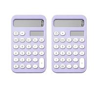 Feriany Calculadora de Escritorio de 2 Piezas Calculadora BáSica Calculadora de Bolsillo de 12 DíGitos Escritorio con Pantalla LCD para Oficina y Escuela PúRpura