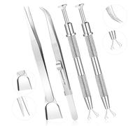 Feriany Juego de 4 herramientas para decorar tartas, 4 garras, pinzas para perlas, juego de herramientas de decoración de pasteles de acero inoxidable