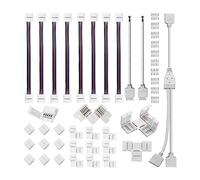 Feriany Juego de conectores de tira LED de 5 pines, conector de tira LED de plástico blanco, apto para conector de tira LED RGBW de 12 mm, incluye conector LED RGB de 5 pines en forma de T