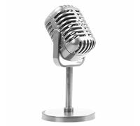 Feriany Micrófono de voz retro dinámico clásico, micrófono vintage, soporte universal para presentaciones en directo, grabación de estudio de karaoke, plata, fácil instalación