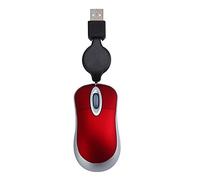Feriany Mini ratón cable USB retráctil pequeño ratón 1600 ratones ópticos de viaje para Windows 98 2000 XP Vista Ve (rojo)