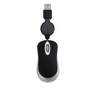 Feriany Mini ratón cable USB retráctil pequeño ratón 1600 ratones ópticos de viaje para Windows 98 2000 XP Vista Ve (negro)