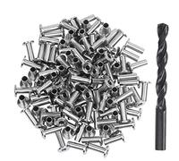 Feriany Paquete de 120 fundas protectoras de acero inoxidable para barandilla de cable de 1/8", 5/32" o 3/16", kit de barandilla de cable T316 de marino con broca