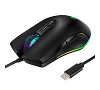Feriany Ratón USB C tipo C ergonómico cable RGB Gaming Mouse óptico