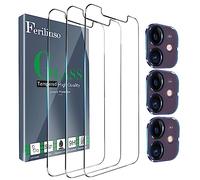 Ferilinso Paquete de 3 + 3 protectores de pantalla para iPhone 11 con 3 protectores de lente de cámara, accesorios de película de vidrio templado para iPhone 11 de 6.1 pulgadas, 6-azul