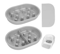 Feriva Juego de Almohadilla y Comederos lentos para Gatos para Sure Feed Alimentador automático, Cuenco único, Cuenco Dividido, Almohadilla, Promover una alimentación Saludable, Fácil de Limpiar