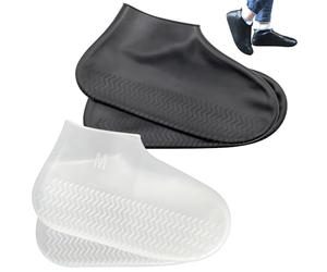 Ferizzia 2 Pares Cubre Zapatos Impermeable, Reutilizable Funda de Silicona para Zapatos, Protector Calzado Lluvia, Lavable, para Caminos Fangosos, Días de Lluvia, Nieve, para Adultos y Niños (M)