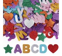 Ferizzia 215 Piezas Pegatinas de Espuma con Purpurina, Pegatinas de Letras de Espuma, Letras Colores con Purpurina, para Álbumes de Recort, Manualidades, Proyectos Escolares y Decoraciones de Fiesta