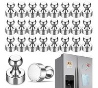 Ferizzia 24 Piezas Imanes Neodimio Potentes, 16 x 20 cm Imanes Potentes Pequeños Chinchetas Magnéticas, para Pizarra Magnetica, Pizarra Blanca, Tablones de Anuncios, Nevera, Oficina, Escuela (Plata)