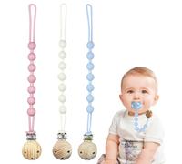 Ferizzia 3 Piezas Cadena Chupete, Chupetero Silicona, Cadena Chupete Bebe, Porta Chupetes, Cadenas de Chupetes, Prendedor Cuelga Portachupetes de Seguridad para Niños y Niñas