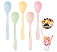 Ferizzia 5 Piezas Cucharas de Plastico, Cucharillas Postre, Cucharillas Cafe, Cucharas de Huevo, Coloridas Cuchara de Plástico para Cumpleaños, Picnics, Fiestas, Bodas