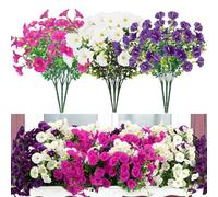 Ferizzia 9 Piezas Petunias Artificiales Realistas, Petunias de Seda, Flores Artificiales para Exteriores, Falsas Plantas, Resistentes a los Rayos UV, para Interior, Exterior, Balcón, Ventana, Jardín