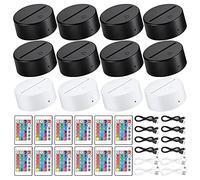 Ferleiss 12 unidades 3D noche LED luz base de lámpara 16 colores luz LED base con control remoto para acrílico y resina vidrio