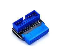 Ferleiss Adaptador de cabezal USB USB 3.2 GEN1 19 pin/20 enchufe de 90 grados convertidor de codo de dirección DIY placa base A