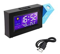 Ferleiss Reloj despertador con proyector digital para mesita de noche, reloj despertador digital LED con estación de tiempo