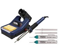 FERM Estación de soldadura 48W - Máx. Temperatura 480°C - Iluminación LED - Protección contra el sobrecalentamiento - Incluye accesorios