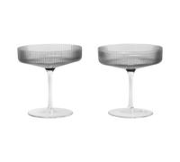 ferm LIVING - Ripple Champagne Saucers Set of 2 Smoked Grey