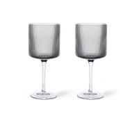 Ferm Living 2 Copas de vino tinto Ripple 32.5 cl Smoked grey