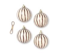 Ferm Living 4 Bolas de navidad Lines Ø8 cm rojo-marrón