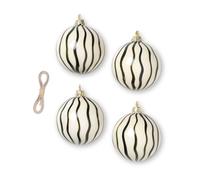 Ferm Living 4 Bolas de navidad Lines Ø8 cm verde
