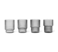 ferm LIVING - Ripple Set de 4 Vasos Chicos Gris Ahumado
