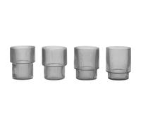 Ferm Living Juego de 4 vasos ondulados ahumados