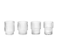 ferm LIVING Vaso Ripple, transparente, 200 ml, soplado a boca, set de 4