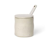 Ferm Living Bote para mermelada con cuchara Flow Off-white speckle