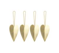 Ferm Living Colgante de navidad Heart brass set de 4