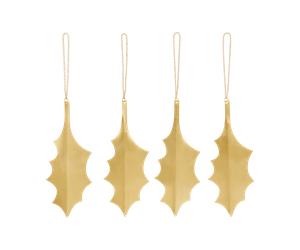 Ferm Living Colgante decorativo Holly leaf 13.5 cm. 4-pack Brass