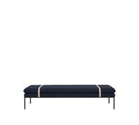 Ferm Living Diván Turn Tela fiord by kvadrat dark blue. base negra