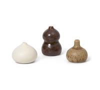 Ferm Living Florero Komo mini set de 3 Brown-white