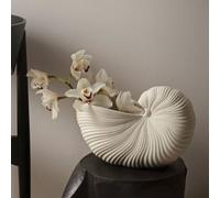 ferm LIVING Jarrón Shell, blanco, ancho 31 cm, cerámica