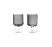 FERM LIVING Juego de 2 copas de vino Ripple Clear gris