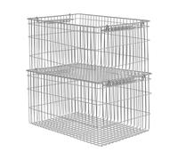 Ferm Living Set de 2 cestas Cala apilables Stainless Steel. 36.2x26.2x20.2 cm