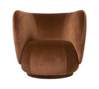 Ferm Living Sillón Rico lounge chair Devoré velvet-Rust