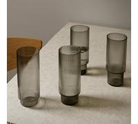 ferm LIVING Vaso Longdrink Ripple, gris, 300 ml, vidrio, set de 4