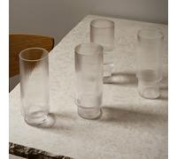 ferm LIVING Vaso Longdrink Ripple, transparente, 300 ml, vidrio, set de 4