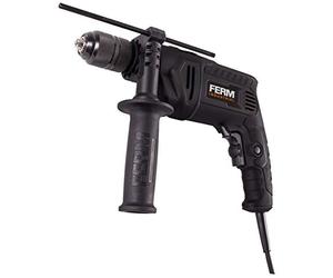 FERM Taladro de percusión profesional 850 W - Ø13 mm. Velocidad variable. Incluye asa lateral, limitador de profundidad, cable de goma de 3 metros y estuche