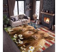 Ferme Western - Alfombra moderna para salón (60 x 90 cm, suave rústica, animal de vaca, tierra, impresa, alfombra antideslizante, para comedor, dormitorio, pasillo, oficina, sala de juegos