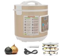 Fermentador negro 6L, 90 W, 220 V, fermentador automático con olla interior y 3 niveles de ajo, control de tiempo y temperatura, 12-15 días, cocina de ajo para hacer negro (dorado)